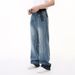 Men's Clothing | 2024 Summer New Products Retro Washed Blue Niche Design Graffiti Jeans_viptrois.com