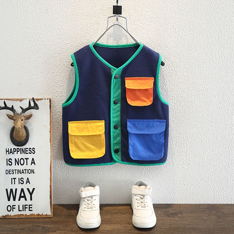 Mother & Kids New Baby Spring And Autumn Clothes New Children's Polar Fleece Children's Spring Waistcoat Warm Vest_viptrois.com