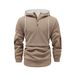 Autumn Winter New Cross-Border European American Men's Solid Color Jacquard Hooded Sweatshirt Loose Fit Sports_viptrois.com