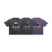 American Style 300g Washed Distressed T-shirt With Lawfoo Trendy Print Design, Short Sleeves_viptrois.com