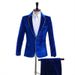Men's Clothing Male Singer Performance Costume Blue Host Dress Velvet Hot Stamping Stage Performance High End Emcee Suit Jacket Winter_viptrois.com