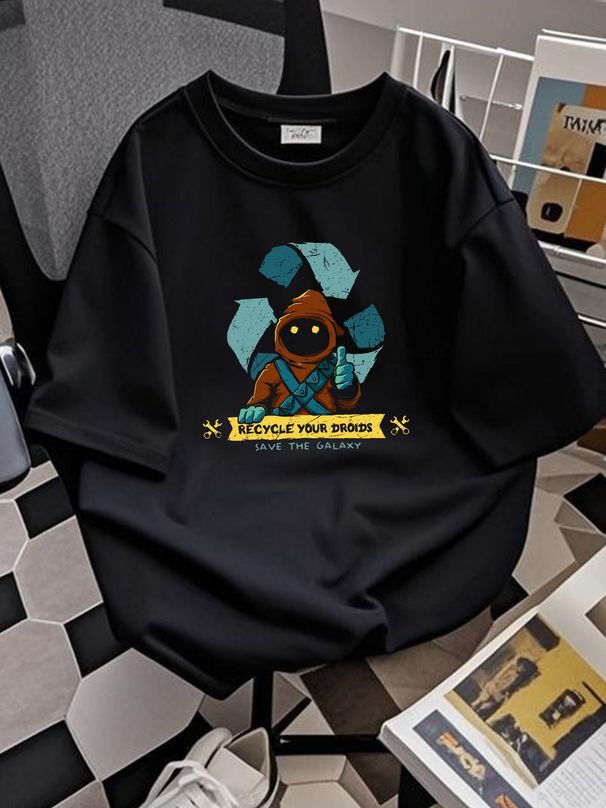 Save The Galaxy Recycle Your Droids Jawa Peoples Parody Men's T Shirt Comfortable Homme Soft Designer Clothes Graphic Versatile Stretched_viptrois.com