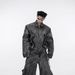 Men's Clothing Niche Retro Distressed Denim Suit Jacket Coat Wasteland Heavy Zipper Large Pocket Overalls Trend_viptrois.com