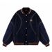 Vintage Baseball Jacket Men's Winter Coat – Thickened Wool-Blend Bomber With Stand Collar ( Letter Embroidery, Unisex Loose Fit)_viptrois.com
