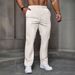 Men's Clothing Four Seasons New Leisure Jacquard Drawstring Loose Leisure Solid Color Pocket Sports Trousers Men_viptrois.com