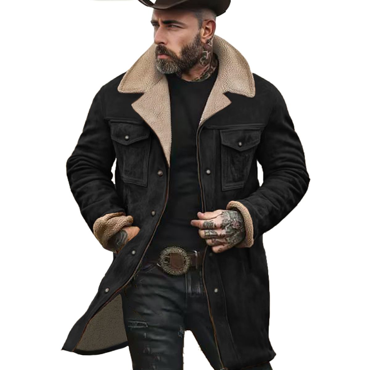 Men’s Suede-Like Bomber Jacket – Winter-Ready Zip-Up Coat With Multi-Pocket Design (100% Polyester) – Slim Fit For Casual & Commuter Wear_viptrois.com
