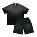 Men's Clothing Loose Short Sleeved High Street Old Washed Short Sleeved Shorts Suit_viptrois.com