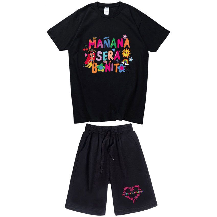 Men's Clothing Casual Short-Sleeved Shorts Suit Manana Sera Bonito Letter Print T-Shirt Suit_viptrois.com