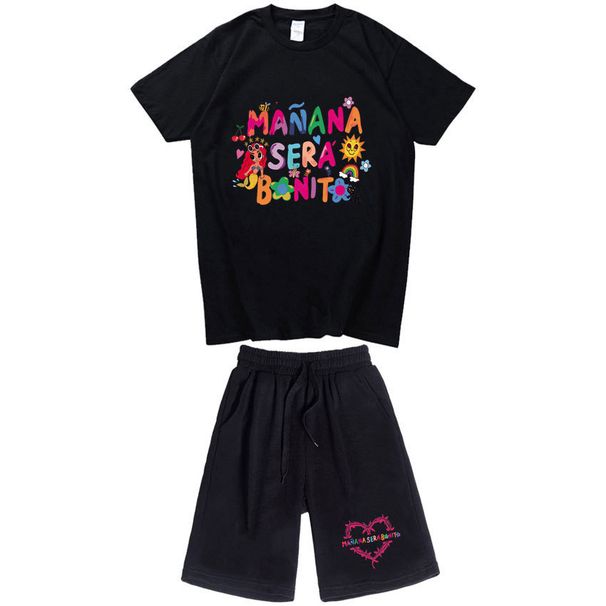 Men's Clothing Casual Short-Sleeved Shorts Suit Manana Sera Bonito Letter Print T-Shirt Suit_viptrois.com