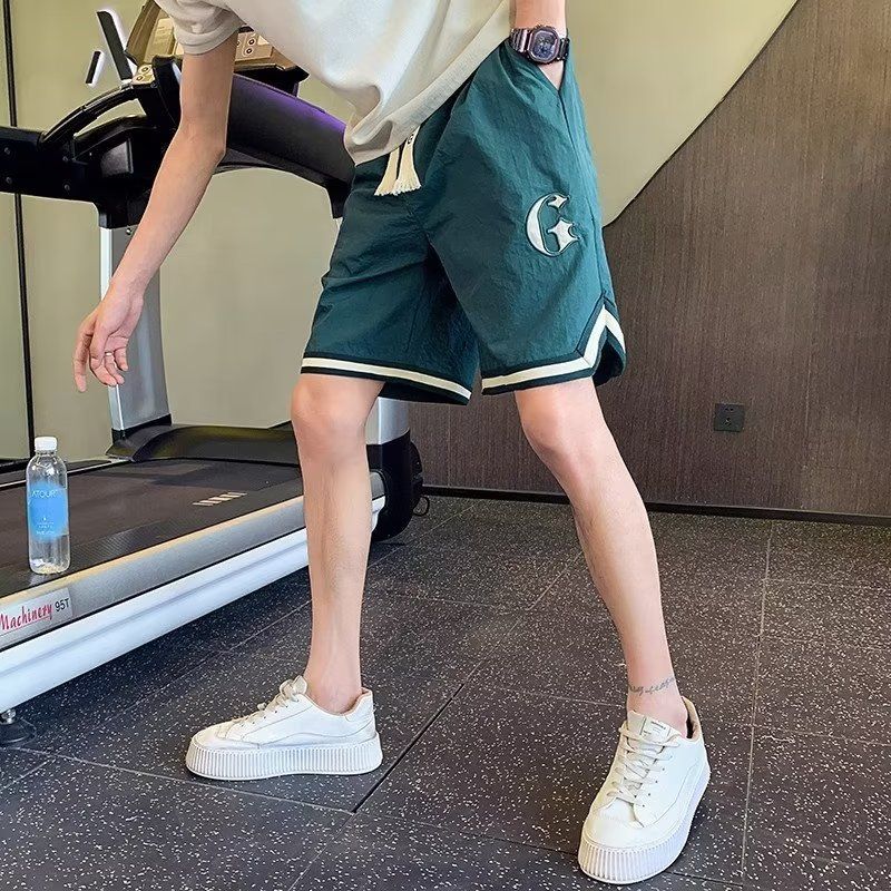 Men's Quick-Dry Casual Shorts Embroidered Breathable G-Letter Design Straight Fit 5 Inch Summer Beach Shorts Black Green Gray M-3xl_viptrois.com