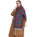 Unisex Shawl loop yarn jacquard coarse tassel large plaid scarf shawl_viptrois.com