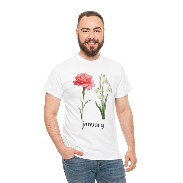 January Floral T-Shirt Mens Womens Tees Top - Artistic Flower Tee For Unique Style_viptrois.com