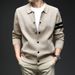 Men’s Slim-Fit Knit Cardigan – Long Sleeve Lapel Sweater (Black/Gray/Navy/Beige, S-4XL, Machine Washable)_viptrois.com