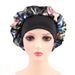 Hijab & Turban New Printed Satin Sleeping Cap Elastic Wide Brim Women's Hair Care Cap Round Hat Bonnet Witch Hat_viptrois.com