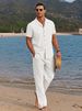 Men's Clothing Summer Sports Short Sleeved + Long Pants Two Piece Men's Casual Suit Hawaiian Beachwear Short Sleeved Shirt_viptrois.com