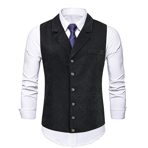 Men's Slim Fit British Style Vest - Single Breasted Formal Waistcoat With Notch Lapel (Black, M-3XL) | Wrinkle-Resistant Acrylic Blend_viptrois.com