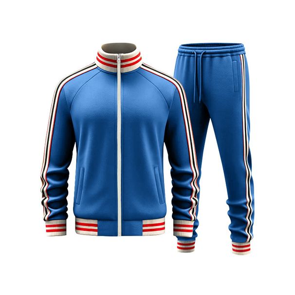 Men's Fleece Lined Stand Collar Sports Suit Heavyweight Loose Fitting Trendy Casual American Style Autumn Clothing_viptrois.com