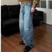 Men's Clothing Retro Daddy Ripped Loose Scimitar Version Wide Leg Jeans For Men And Women_viptrois.com