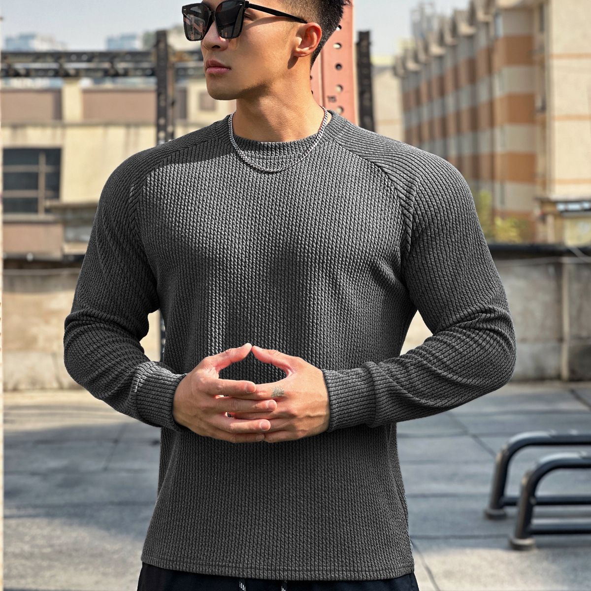 Men's Casual Long Sleeve Crew Neck Sweatshirt With Snake Print Design - Relaxed Fit Muscle Tee For Streetwear & Gym (Multiple Colors Sizes Available)_viptrois.com