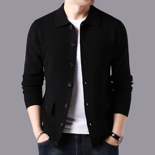 Chaqueta De Solapa Nueva Para Hombre, Cárdigan De Punto, Suéter Para Hombre, Chaqueta De Manga Larga_viptrois.com