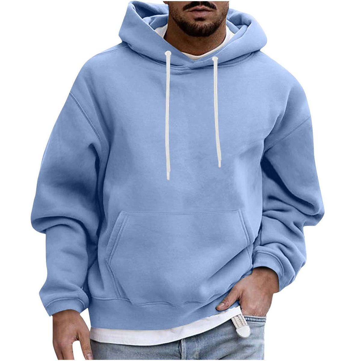 Men's Oversized Fleece Hoodie – Casual Pullover With Kangaroo Pocket (Black/Grey/Burgundy, S-XXXL)_viptrois.com