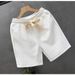 Men's Clothing White Jacquard Shorts Thin Casual Shorts Ethnic Straight Pants_viptrois.com