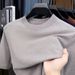 Men's Short Sleeve Sweater Medium Green Bottom Casual Half Sleeve T-Shirt Crew Neck Sweater Men's Clothing_viptrois.com