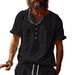 Men's Clothing New Men's Retro Cotton And Linen Casual Short Sleeved Shirt_viptrois.com
