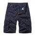 Premium Products Washed Cotton 2025 Summer New Product Plus Size Men's Five Quarter Pants With Multiple Pockets Solid Color Casual Shorts_viptrois.com