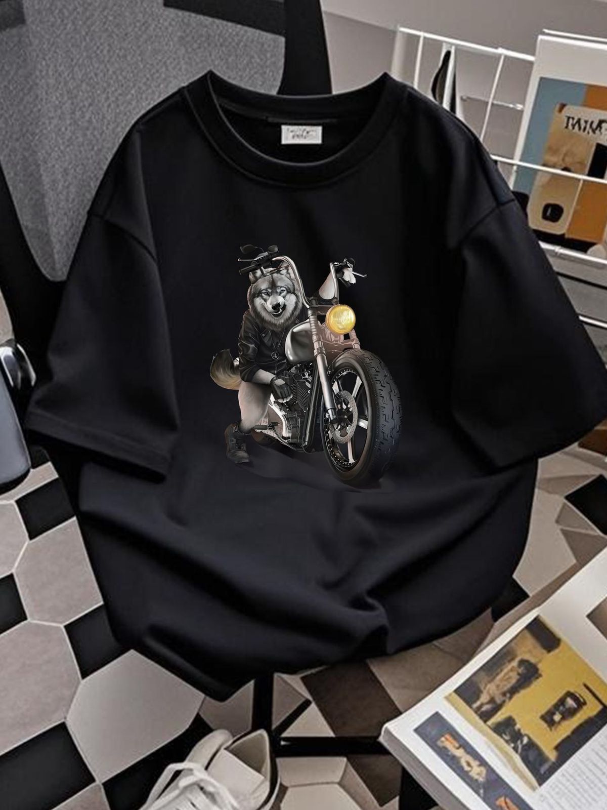 NEW LIMITED Wolf Riding Chopper Motorcycle T-Shirt Soft Streetwear Top For Everyday Wear Comfortable Stretched Breathable Graphic Fashion Slightly_viptrois.com
