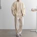 Men's Clothing Solid Color Round Neck Knitted Cardigan Jacket Men 2024 Autumn And Winter Fashion Youth Trend All Match Casual Large Size Tops_viptrois.com