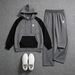 Retro-Inspired Zip-Up Hoodie Set – US Letter Print & Color-Block Design For Men’s Streetwear_viptrois.com