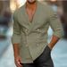 Spring And Autumn Men's Suit Double Breasted Casual Cotton And Linen Fashion Shirt Long Sleeved Cardigan Solid Color Jacket_viptrois.com