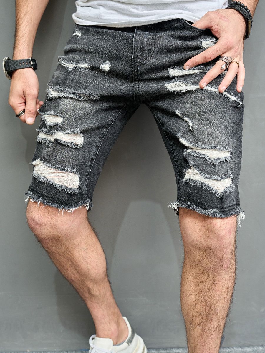Men's Clothing Five Point Casual Ripped Trendy Midi Pants Shaved Beggar Shorts Male_viptrois.com