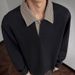 Houndstooth Collar Long Sleeve T-Shirt Men's Summer Trendy Brand High-End Polo Sweatshirt American Retro Base Shirt_viptrois.com