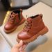 Child's shoes Ankle boots Boys side zipper Fashion Martens girls soft soled single boots solid color_viptrois.com