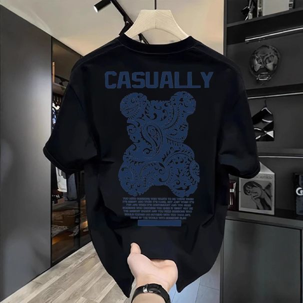 Men's Clothing Cartoon Bear Short Sleeved T Shirt For Women 2023 Spring And Summer New Trendy Brand European Goods Large Version Regular Style Tops_viptrois.com