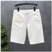 Men's Stretch Denim Shorts In White - Premium Slim Fit Korean Style Summer 5-Inch Inseam Casual Shorts_viptrois.com