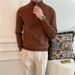 New autumn and winter semi high neck sweater for men, business casual retro slim fit handsome base long sleeved knitted sweater_viptrois.com