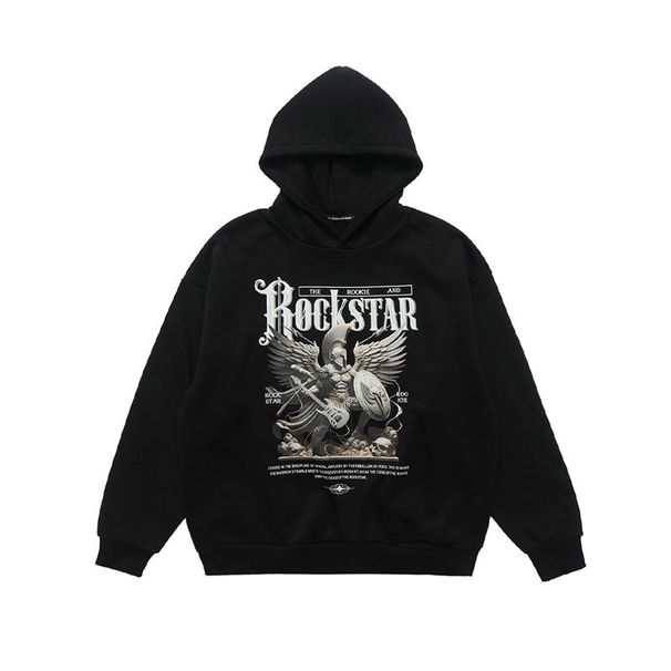 American High Street Style Sparta Print Fleece-lined Autumn And Winter Hooded Sweatshirt, Trendy Brand, Loose_viptrois.com