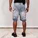 Men's Clothing Men's Cherry Blossom Embroidered Ripped Jeans Slimming Denim Shorts Print Design Fashionable Casual_viptrois.com