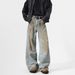 Abandoned Earth Style Wide Jeans Men's Spring American High Street Dirty Loose Straight Leg Casual Pants_viptrois.com
