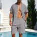 Men's Linen Hawaiian Style Short Sleeve Shirt And Shorts Set Breathable Loose Fit Beach Vacation Casual Two-Piece Summer Suit_viptrois.com