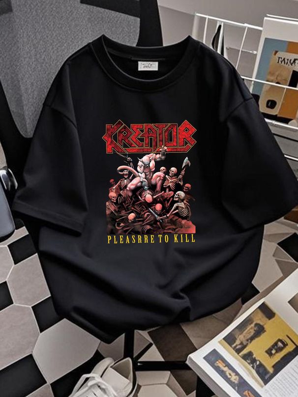 Kreator Pleasure To Kill T-Shirt - OFFICIAL Streetwear Casual Designer Clothes Homme Unisex Top For Everyday Wear Slightly Breathable Summer Soft_viptrois.com