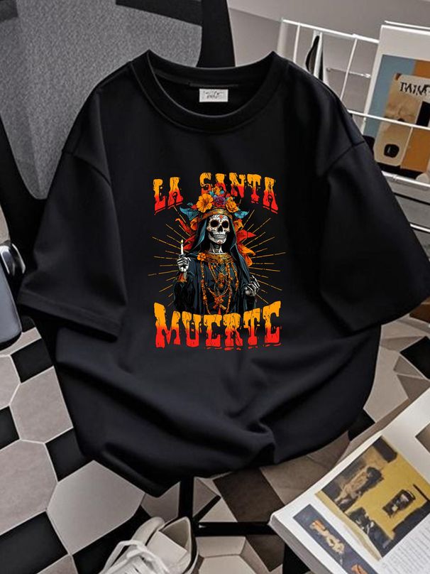 NEW LIMITED La Santa Muerte Sugar Skull La Catrina Cinco De Mayo T-Shirt S-5XL Graphic Fashion Stretched Soft Unisex Summer Breathable Comfortable_viptrois.com
