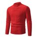 Men's Clothing Classic Solid Color Mock Neck Knit Slim Fit Casual Pullover, Soft Acrylic Blend Fabric, Breathable & Comfortable, Versatile Layering_viptrois.com