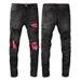 Men's Clothing High Street Ripped Men's Slim Fit Light Blue Handsome Skinny Pants 8806_viptrois.com