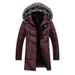 Men's Long Hooded Winter Coat With Fleece Lining, Heavyweight Cotton Jacket For Cold Weather, Plus Size Parka With Zipper Pockets_viptrois.com