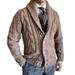 Loom 2024 Autumn Winter New Knitted Cardigan Turn-down Collar Long Sleeve Twisted Sweater Jacket Cross-border Trade Men's_viptrois.com