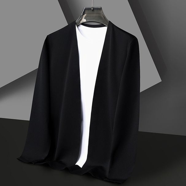 Solid Color Cardigan Jacket For Men, Spring Autumn Versatile Men's Jacket, Simple And Ready-to-Ship_viptrois.com